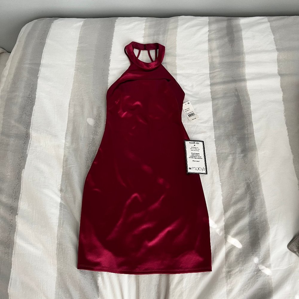 Satin Mini Dress in Sangria